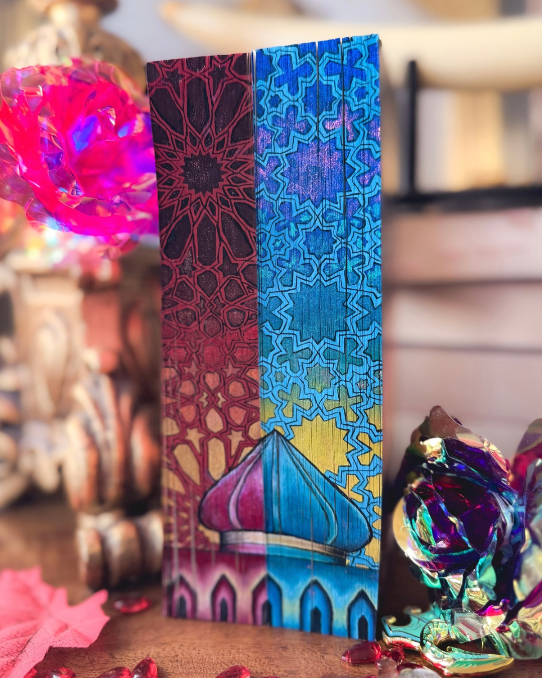 We Hunt The Flame & We Free the Stars by Hafsah hand painted edge with glitter effect.